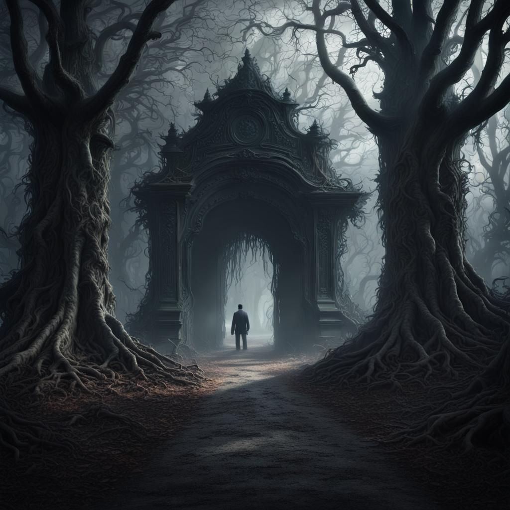 Haunted Forest Entrance: Cinematic Digital Matte Painting