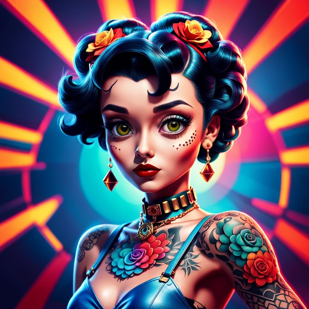 Betty Boop Tattoo Queen in Pixar 3D Style