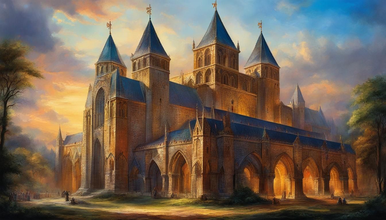 Vibrant Medieval Knights Templar Temple Illustration