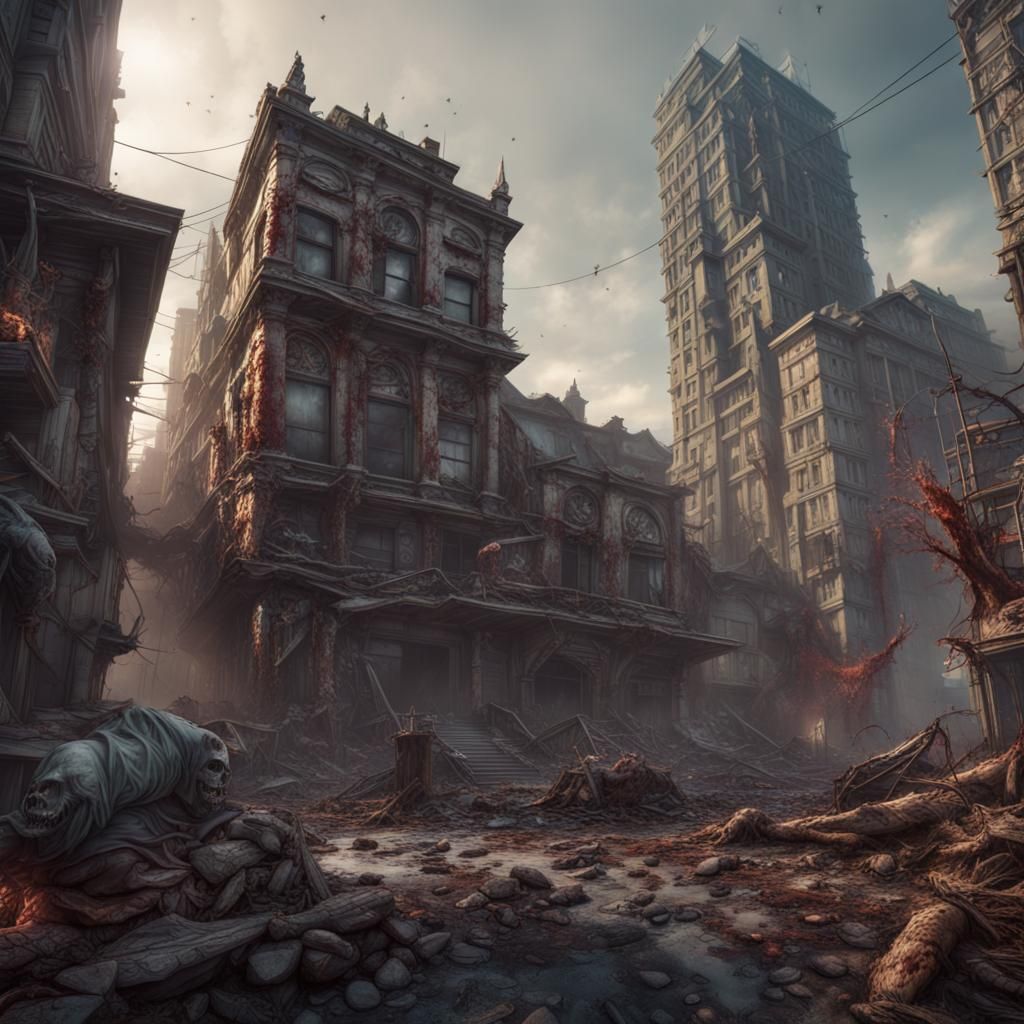 Zombie Apocalypse Matte Painting in Unreal Engine 5