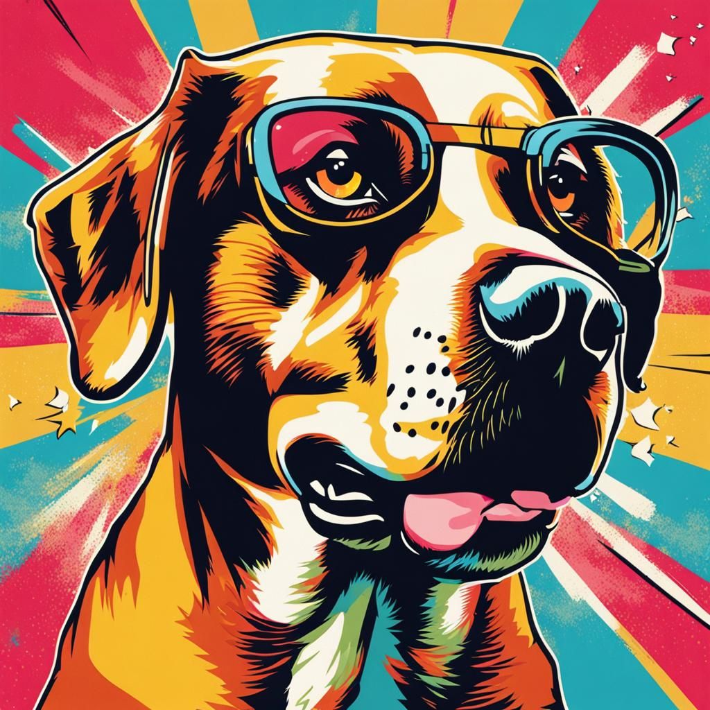 Dog Meme in Pop Art Vintage Poster Style