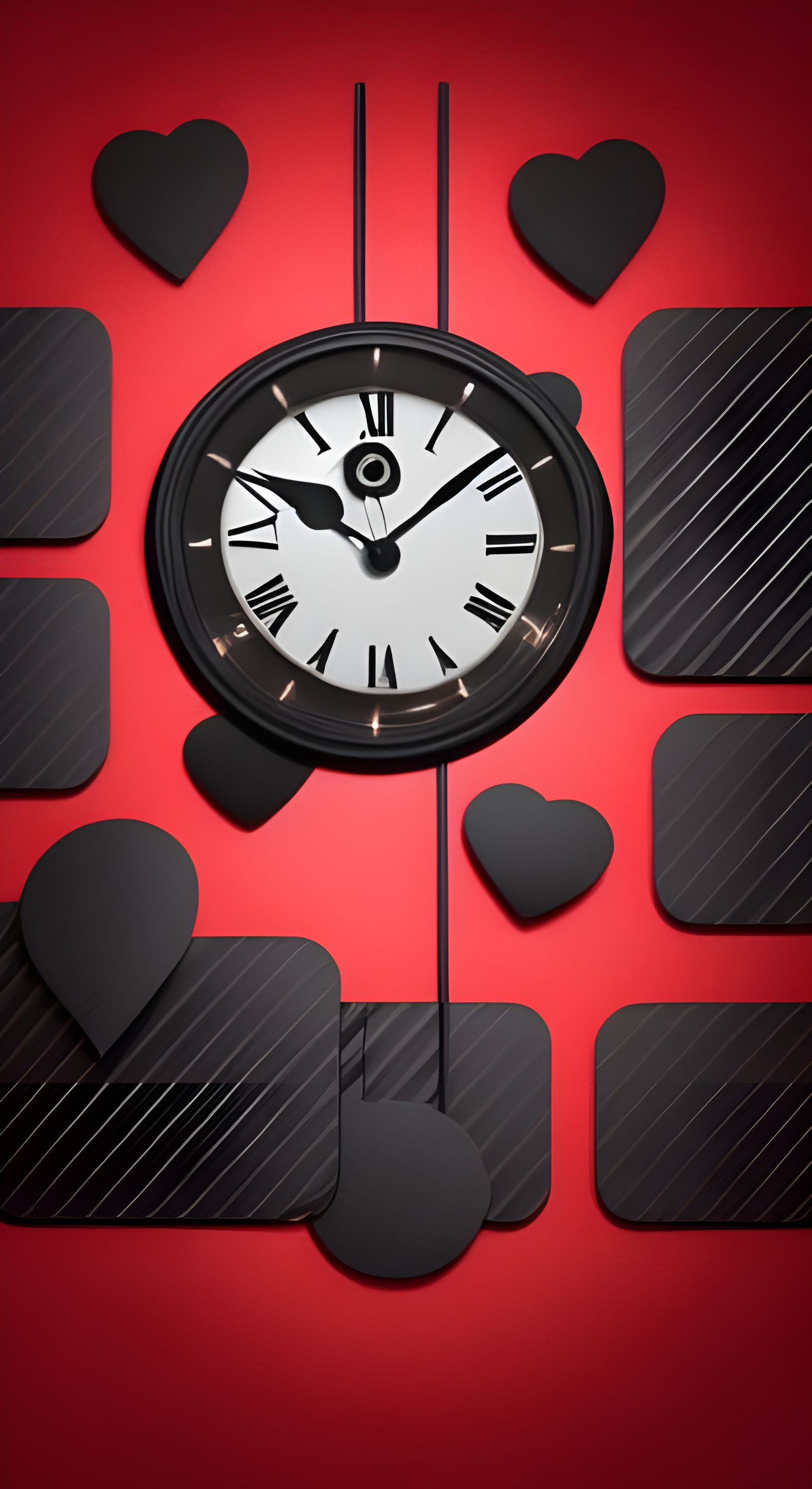 Melting Clock with Heart and Diamond, Fantasy Art