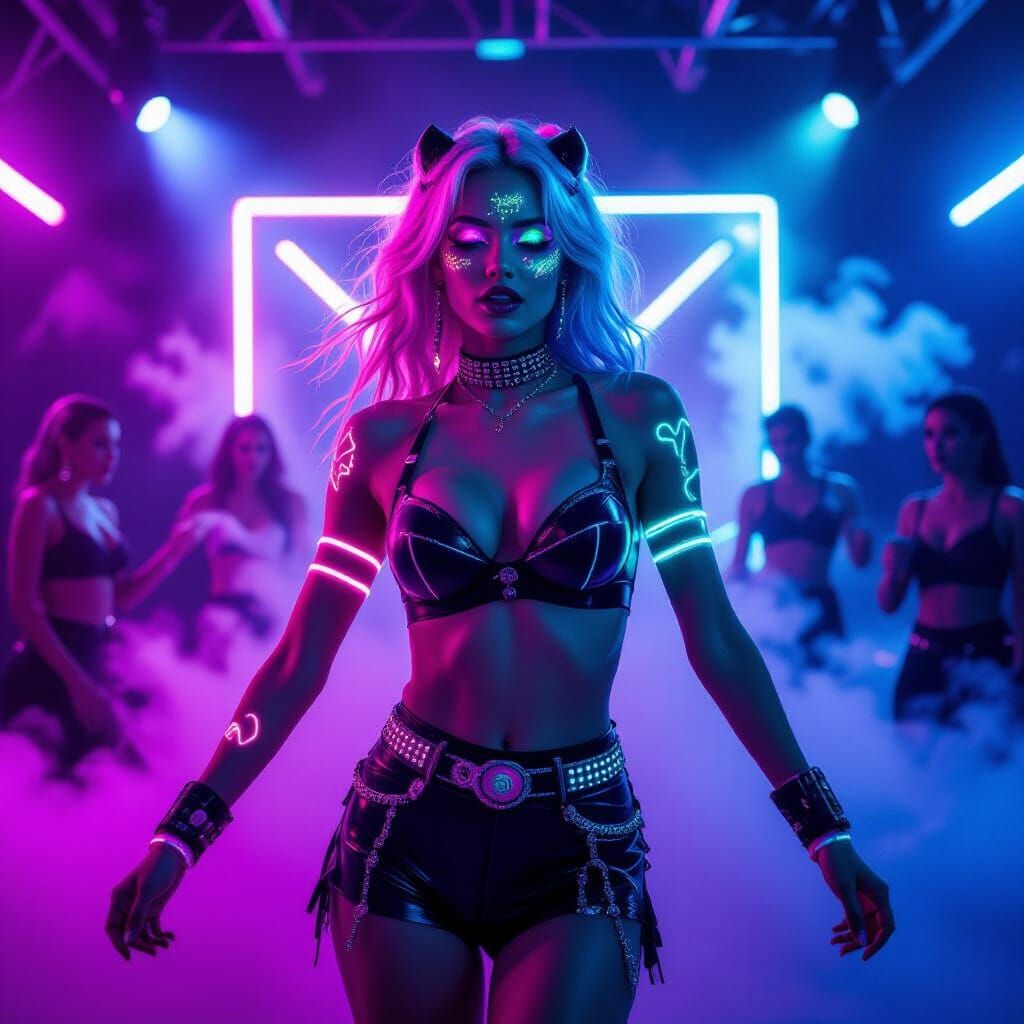 Neon Rave Dancer with UV Bodypaint