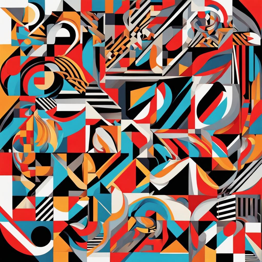 Geometric Op Art in Cubist Style