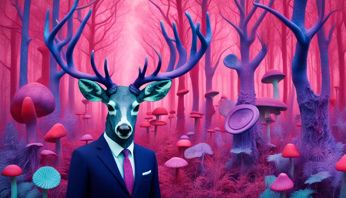 Psychedelic Deer Attorney in Fungi Forest