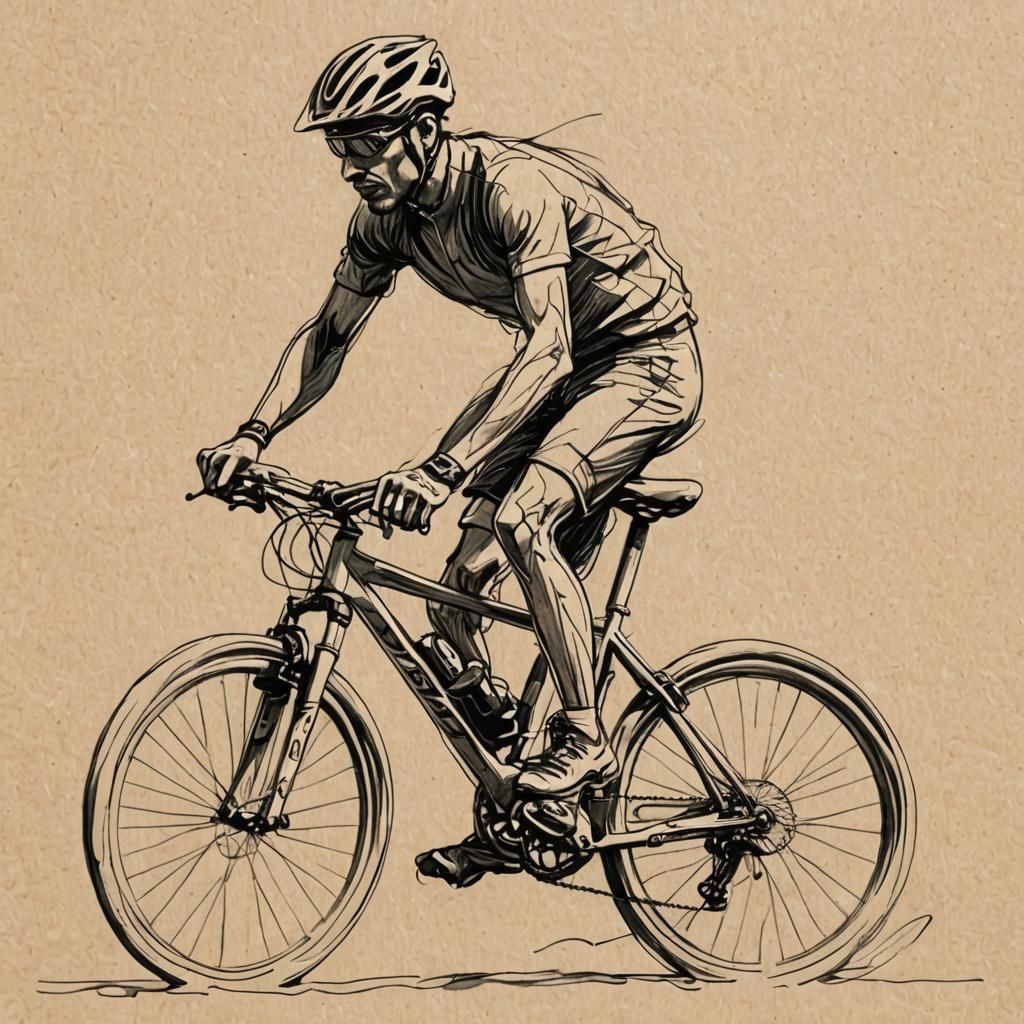 Minimalist Single Line Drawing of a Cyclist