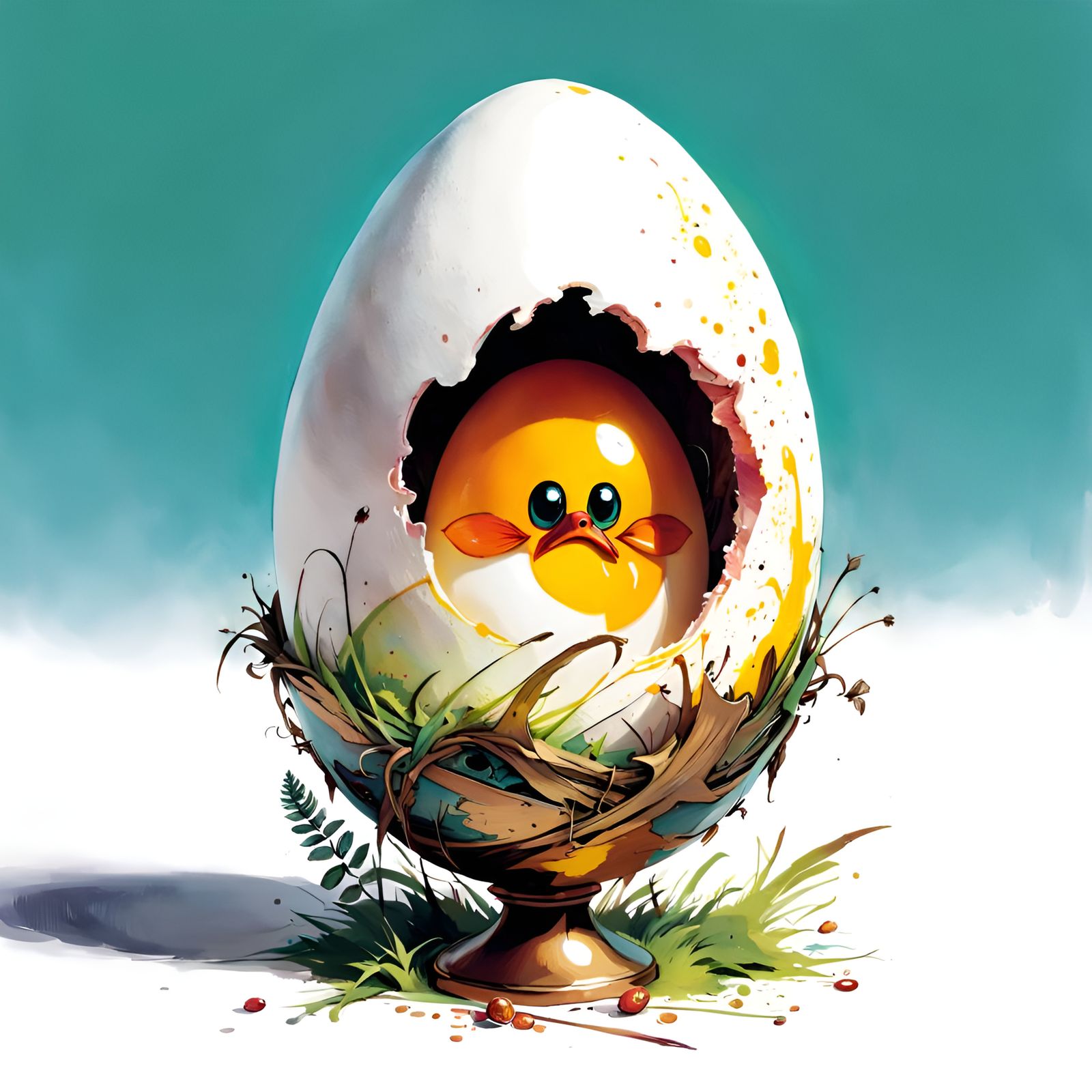 Adorable Scared Egg Cartoon in Disney Style