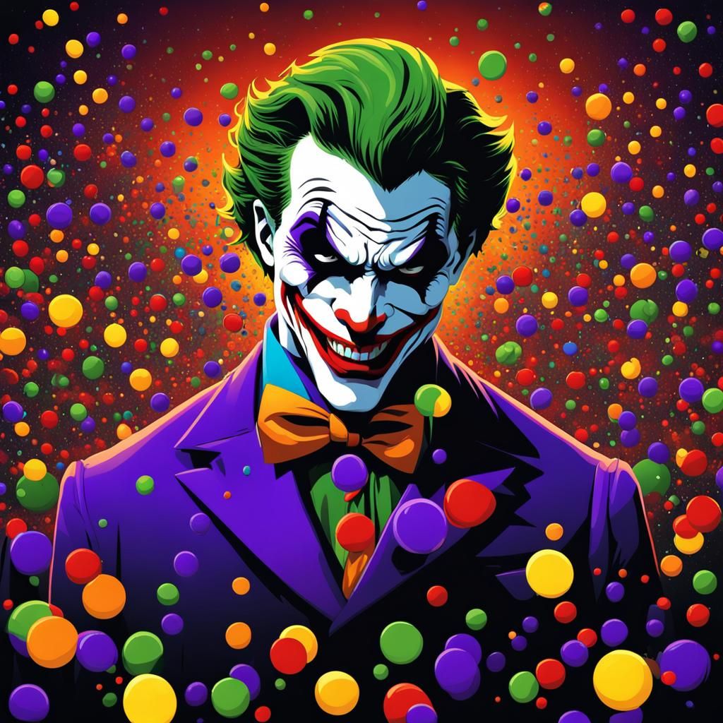Sad Joker in Dark Graffiti Splash Art