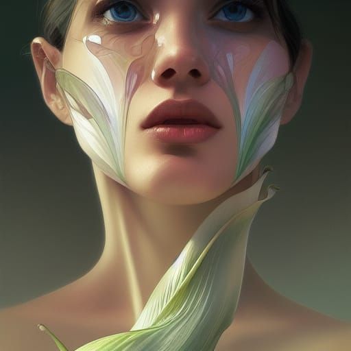 Hyperdetailed Calla Lily Portrait in Art Nouveau Style