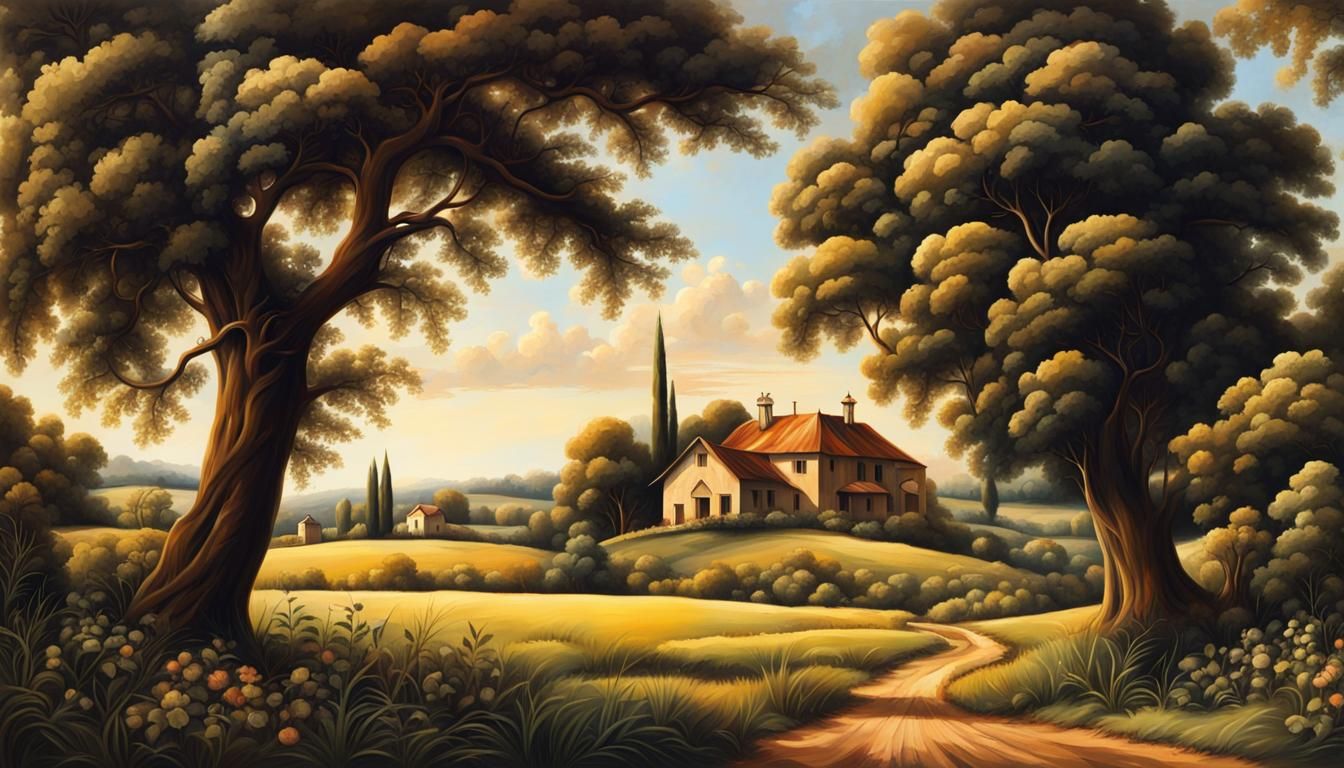 Summer Landscape in Dramatic Caravaggio Style