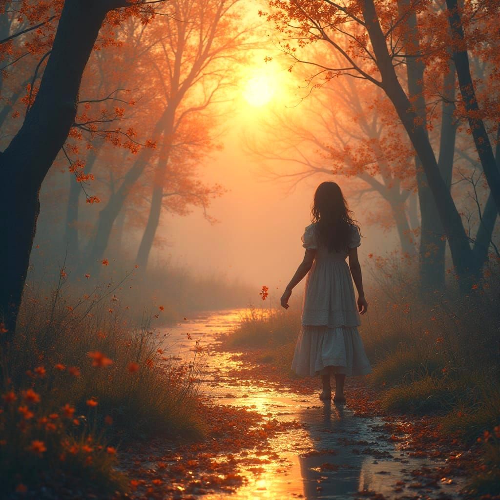 Sunlit Path in Vibrant Fantasy Landscape