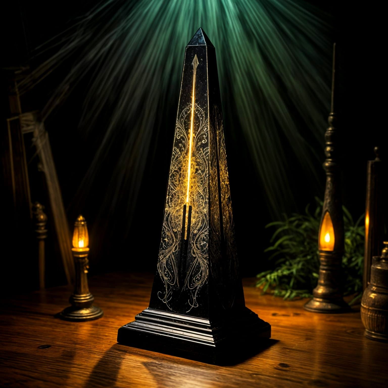 Luminous Obsidian Obelisk Light Painting