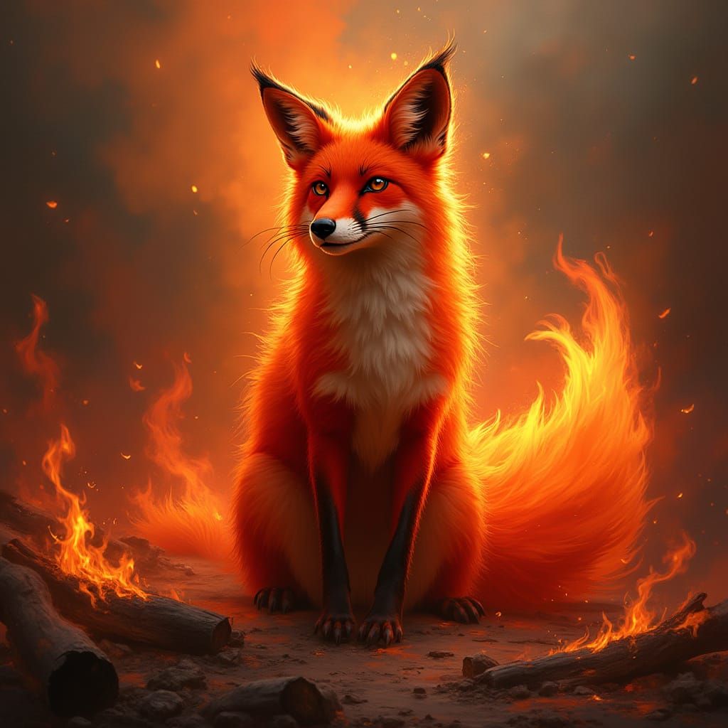 Fire Kitsune in Epic Inferno Concept Art