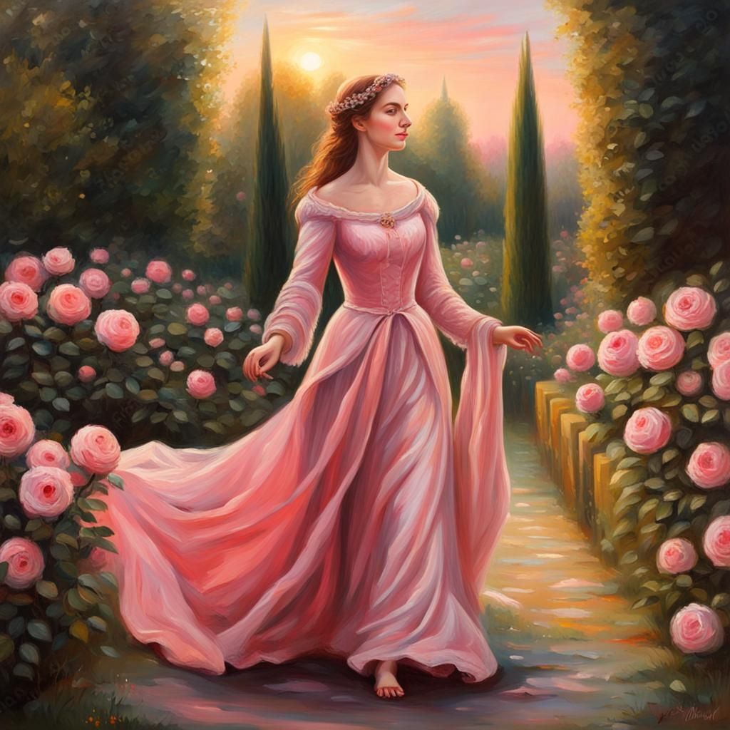 Medieval lady in the garden