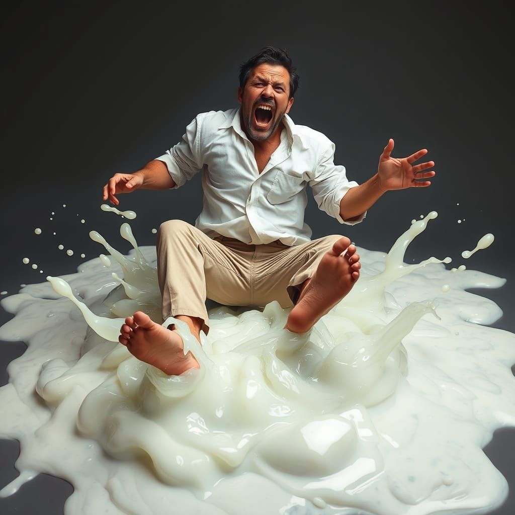 Man Trapped in Translucent Glue Chaos