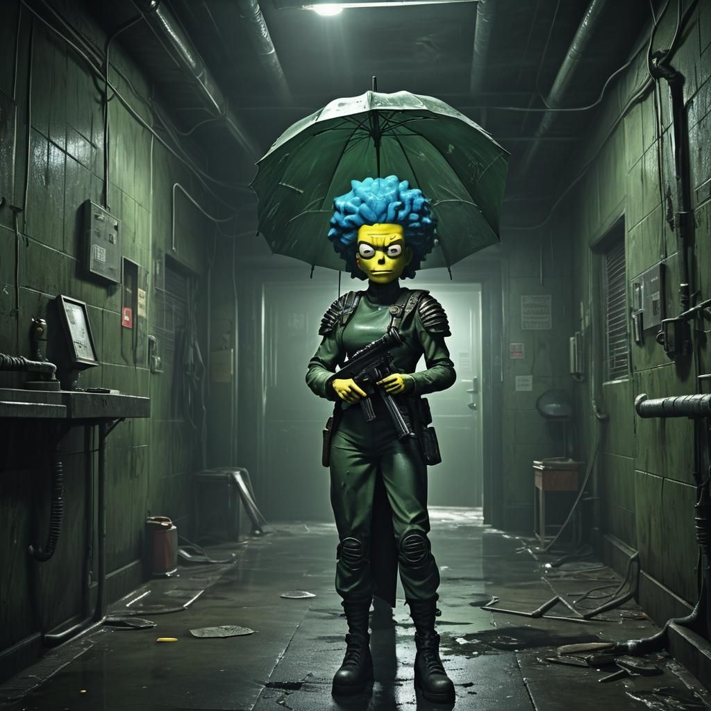 Marge Simpson in Resident Evil Outfit
