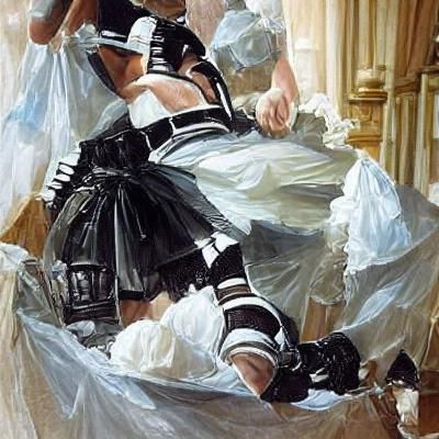 Levi Ackerman as French Maid in Oil Painting