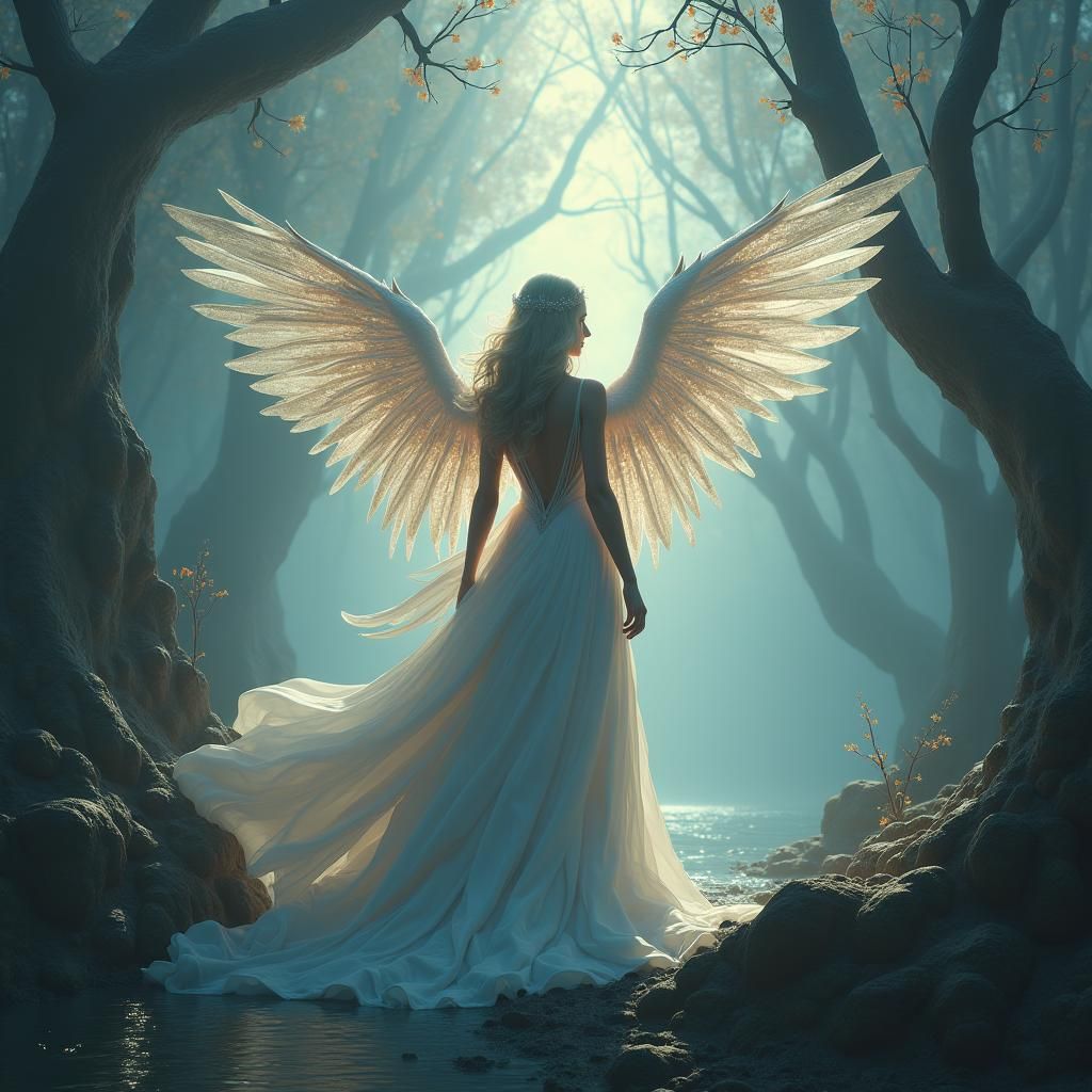Queen Angel in Mystical Realm: Matte Painting