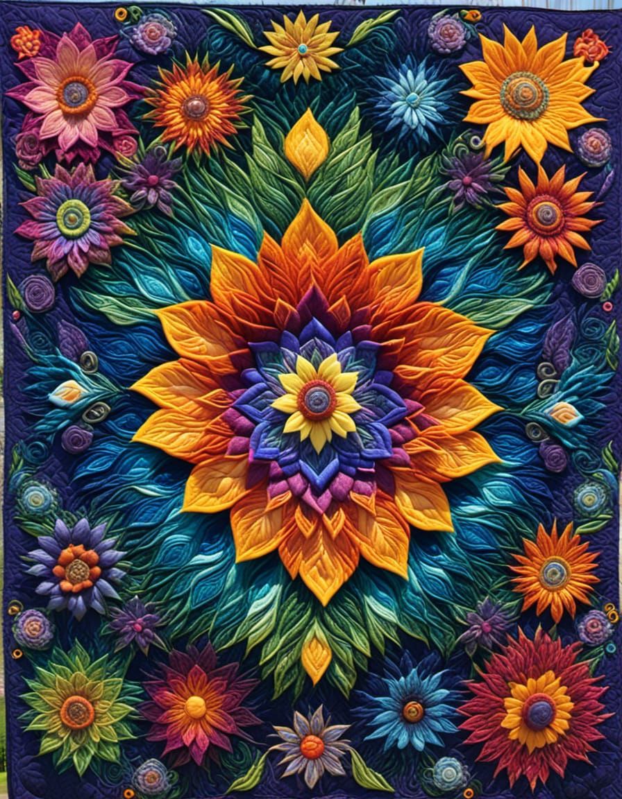 Vibrant 3D Quilted Chakras with Colorful Texture