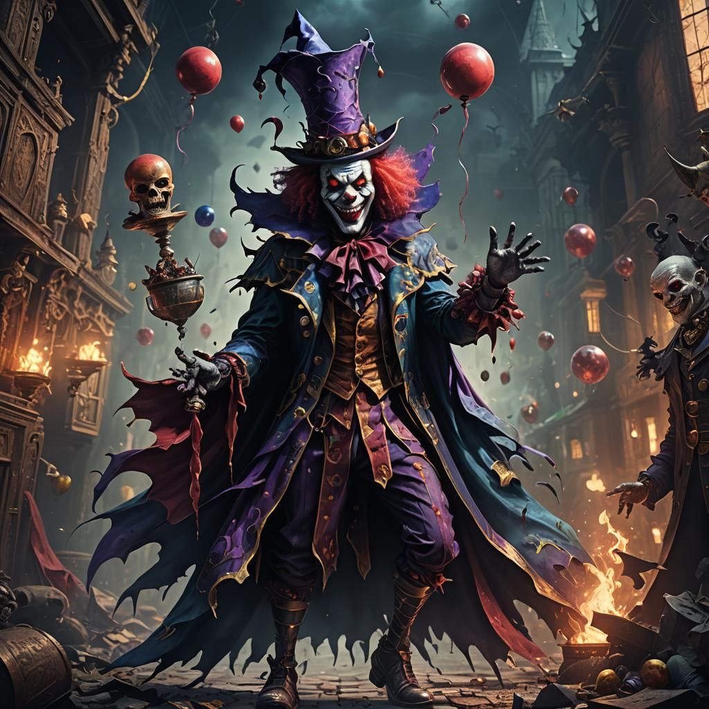Fantastical Shadow Demon Clown Magician Art