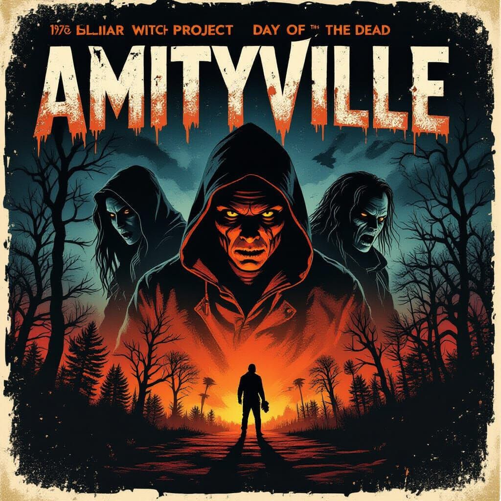 Vintage Horror Movie Poster in 70s-2020s Style