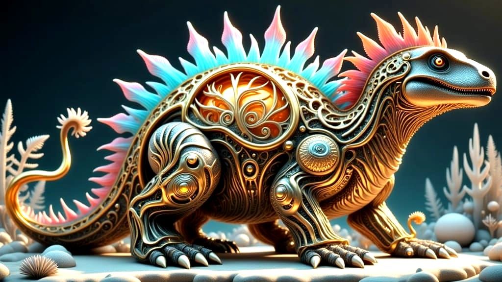 <lora:Flux Nexiaa Clarius:1.0> Dinosaur