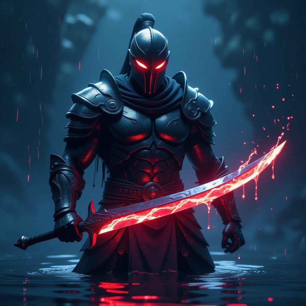 Fluid Metal Warrior in Electric Mist