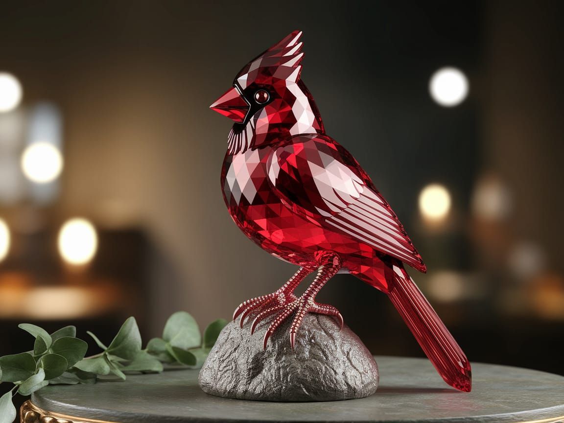 Crystal Cardinal in Elegant Perch