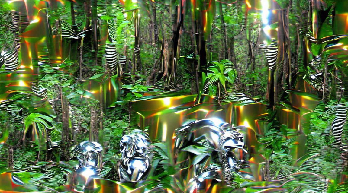 Chrome Jungle Forest Reflecting Light