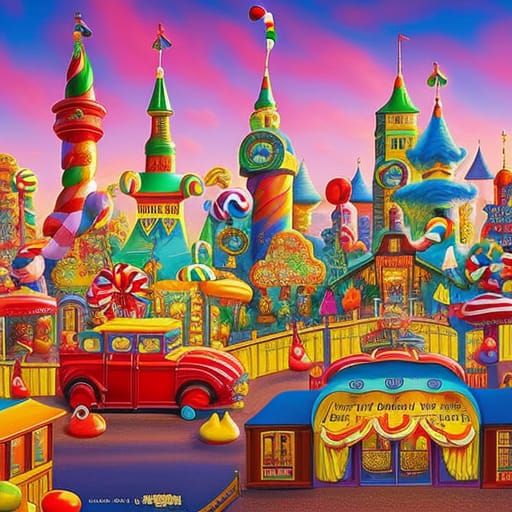 Candy Man in Whimsical Candyland, Digital Illustration