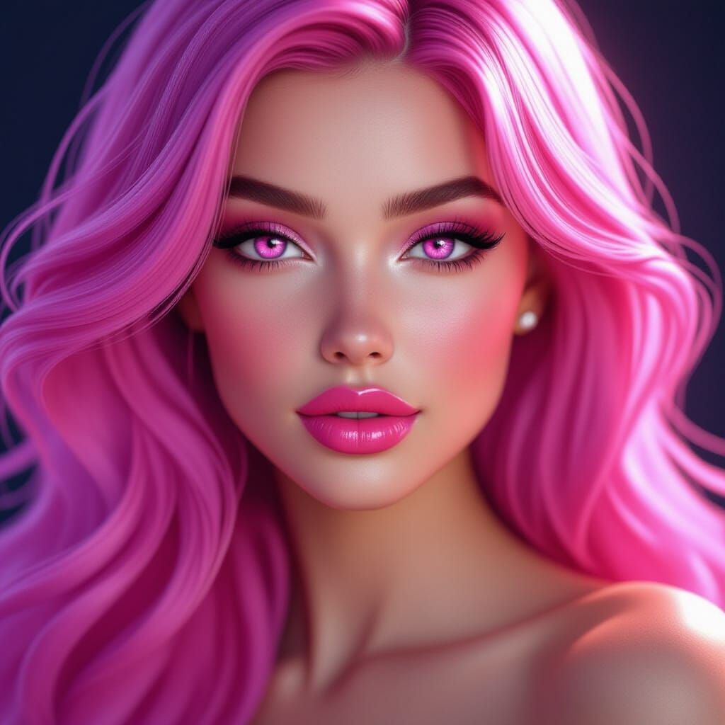 Glamorous Pink Portrait in Futuristic Style