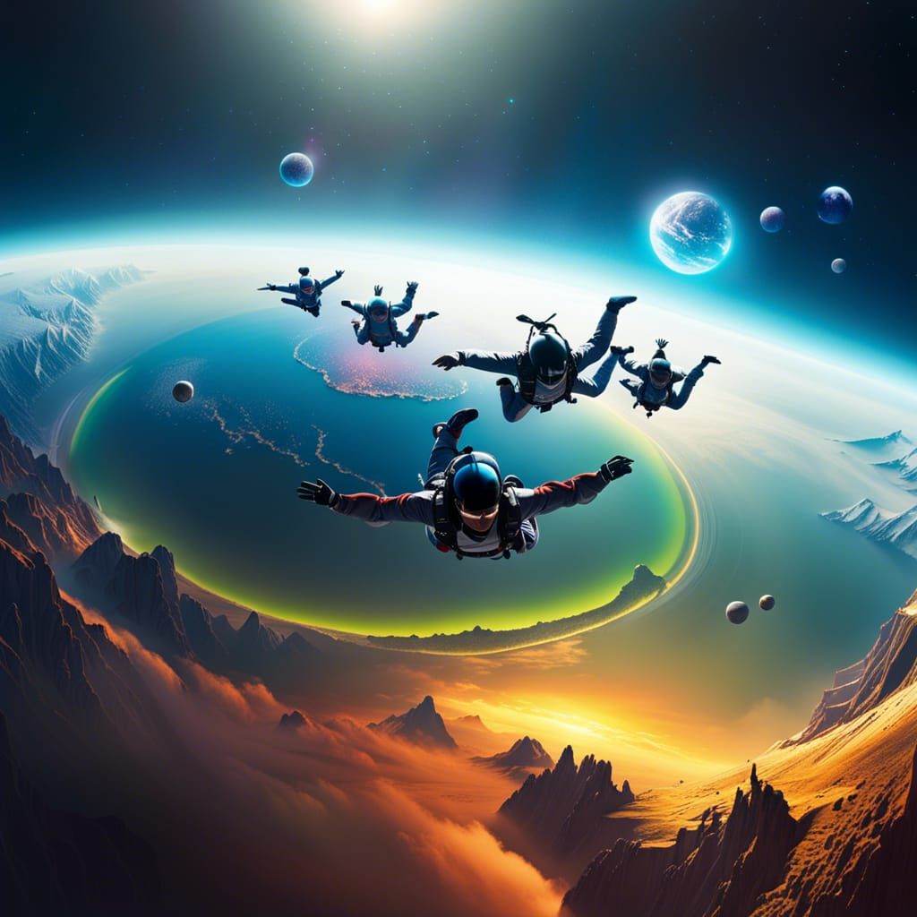 Ethereal Skydiving Adventure on Alien Planet