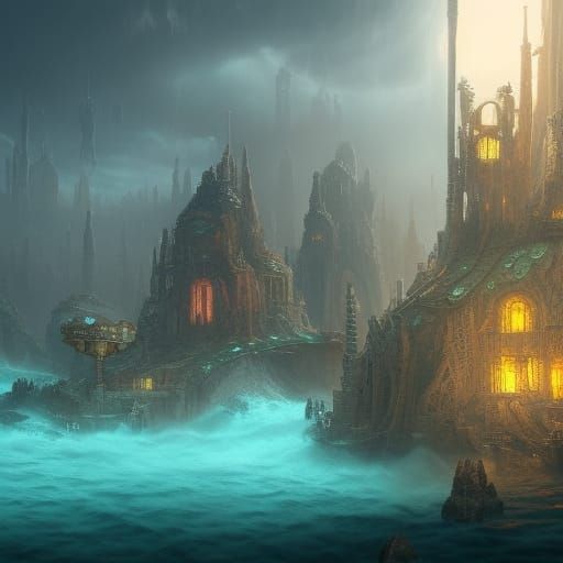 Fantastical Underwater City Concept Art