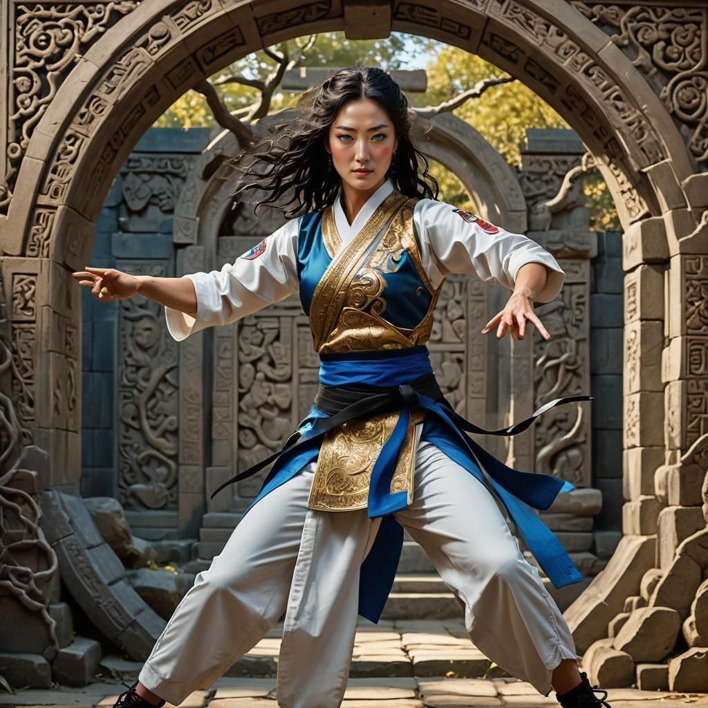 Taekwondo Girl Matte Painting in Unreal Engine Style