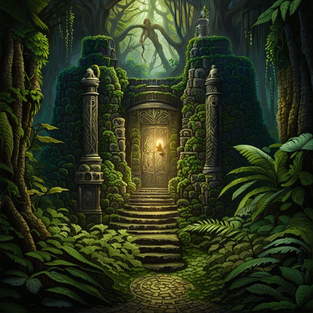Mystical Jungle Labyrinth with Ancient Ruins