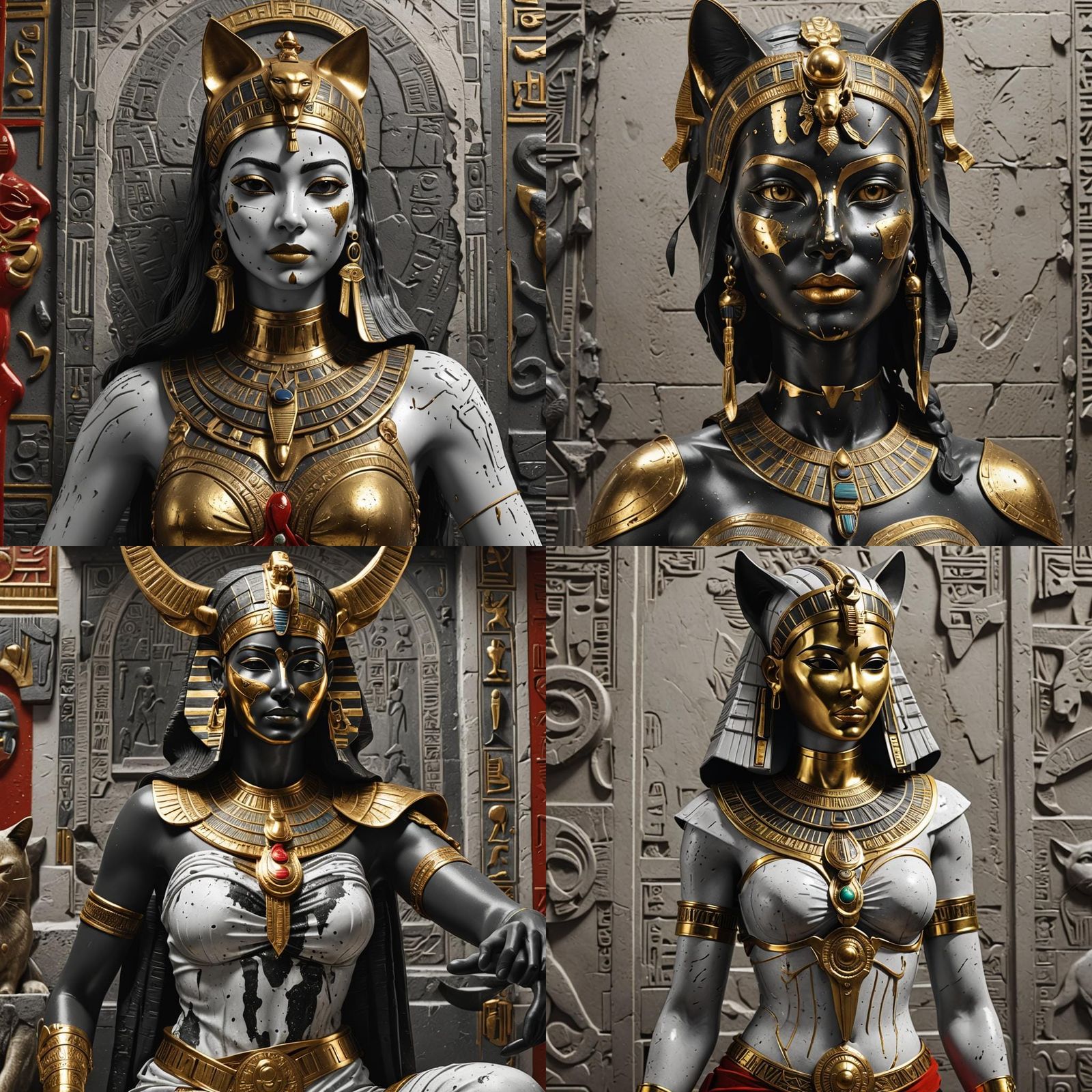 Egyptian Woman with Golden Mask and Black Cat