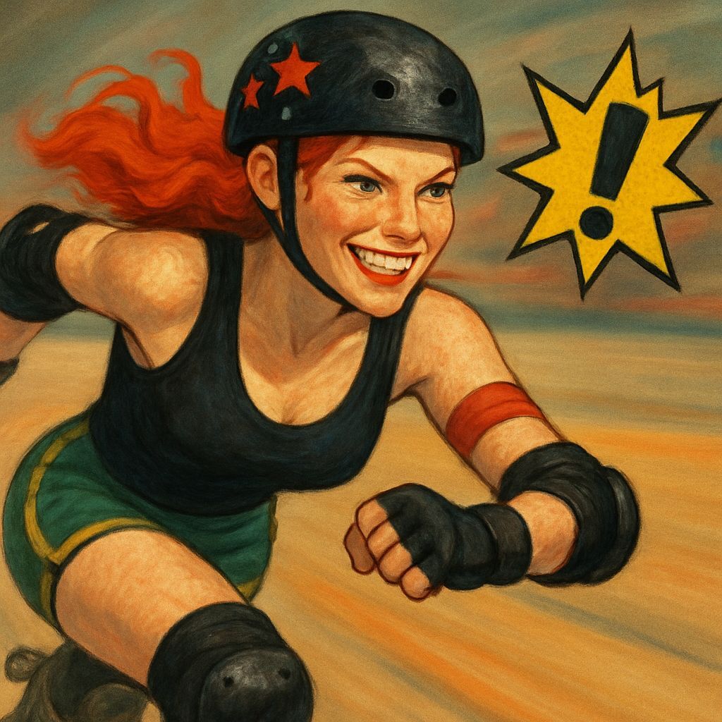 Roller Derby Woman in Holographic Astral Style