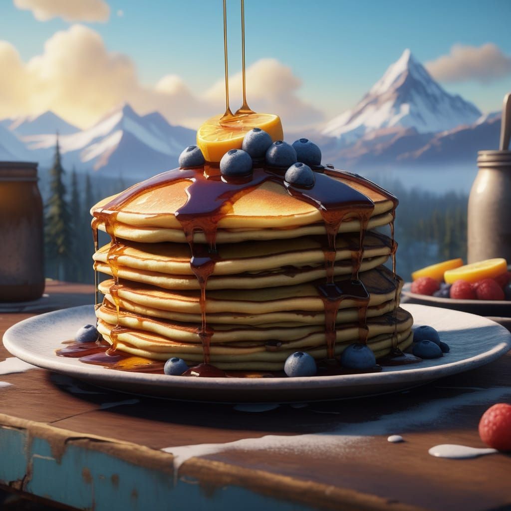 Fantastical Fluffy Pancake in Dreamlike Realism