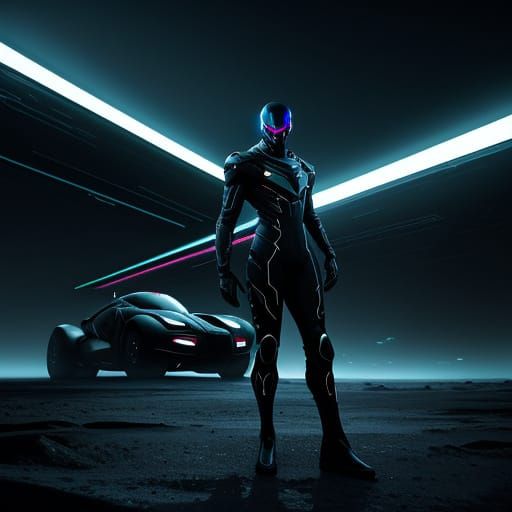 Alien Planet Noir: Man in Retro-Futuristic Suit