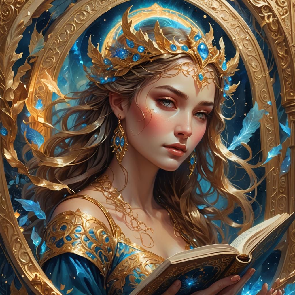 Goddess Trapped in Enchanted Book: Fantasy Illustration