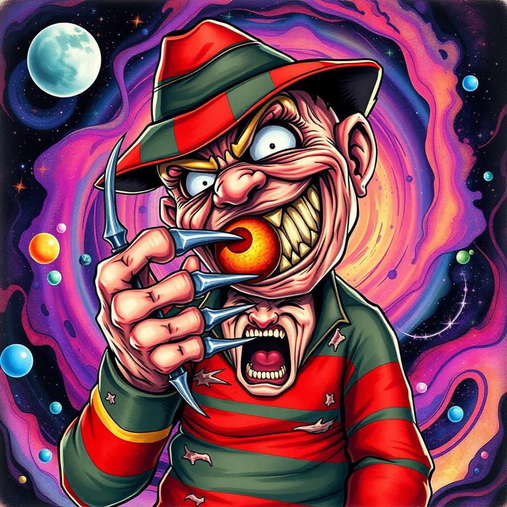Chibi Freddy Kruger Tangles with Cosmic Horror