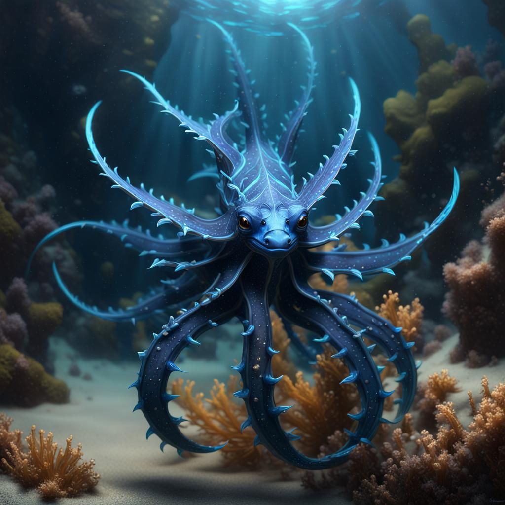 Adorable Glaucus Atlanticus Hybrid in Dark Fantasy Style