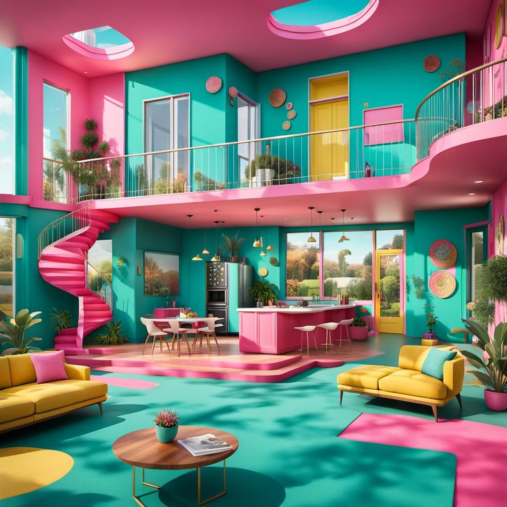 Bright Pink Mid-Century Modern Dream House in Park