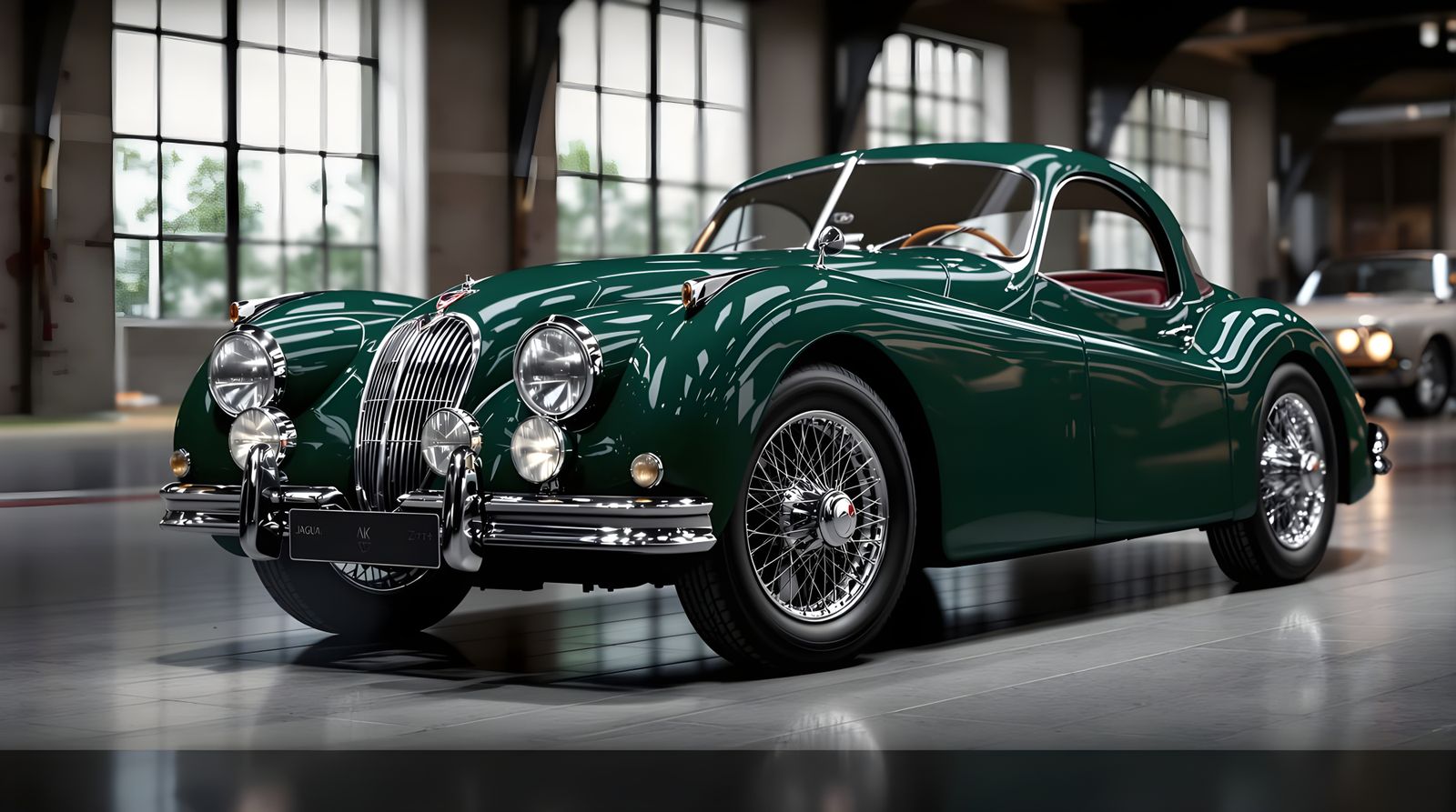1957 Jaguar XK140 in British Racing Green at Auto Museum