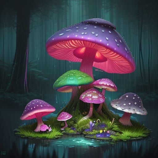 Glowing Whimsical Mushrooms Sing in Harmony
