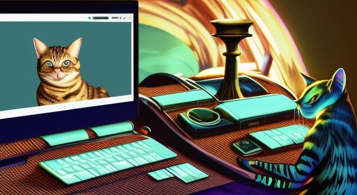 Cats chatting through webcam