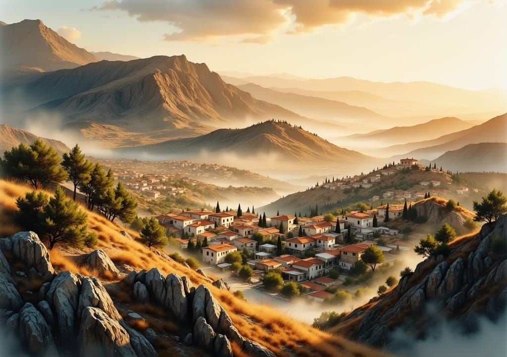Cypriot Village in Golden Hour Light