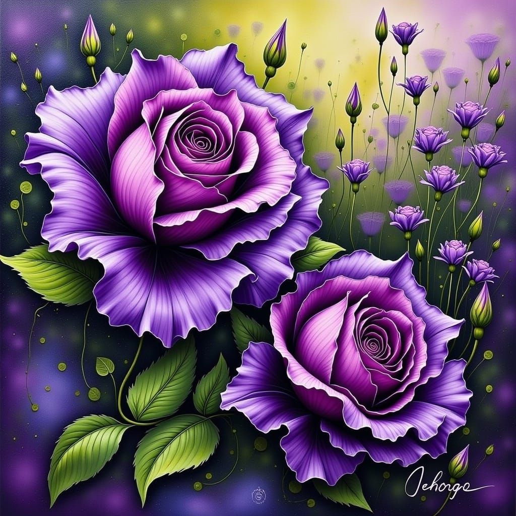 Vibrant Roses in a Street Art English Garden