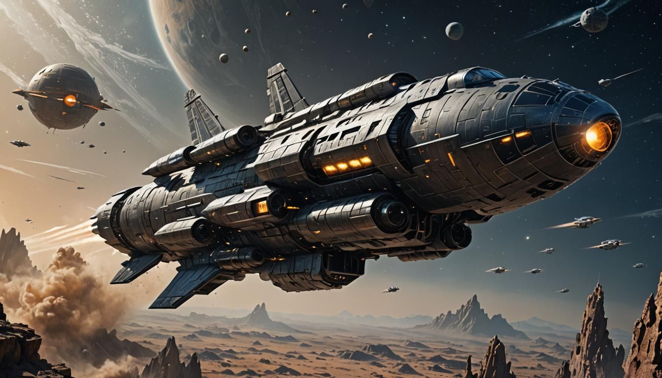 Starship Hyperjump in Chris Foss Style