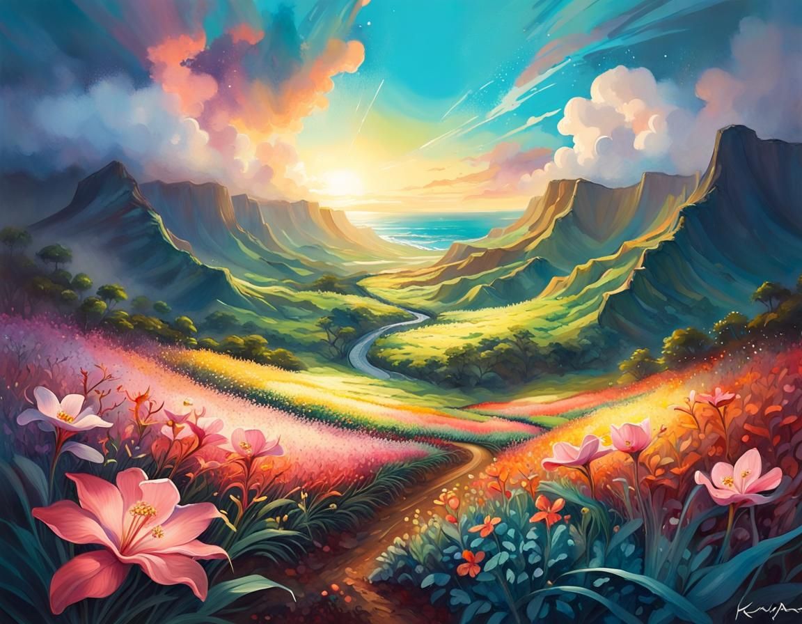 Enchanted Flower Field in Hawaiian Highlands